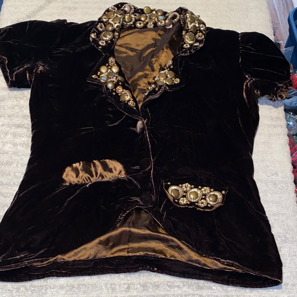 Velvet Jacket with Embellished Collar
